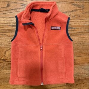 Vineyard Vines Coral Fleece Vest with Navy Accents